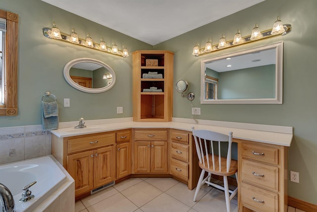 5386 165th St NE, Atwater, MN 56209 - bathroom with a garden tub, tile patterned floors, and vanity
