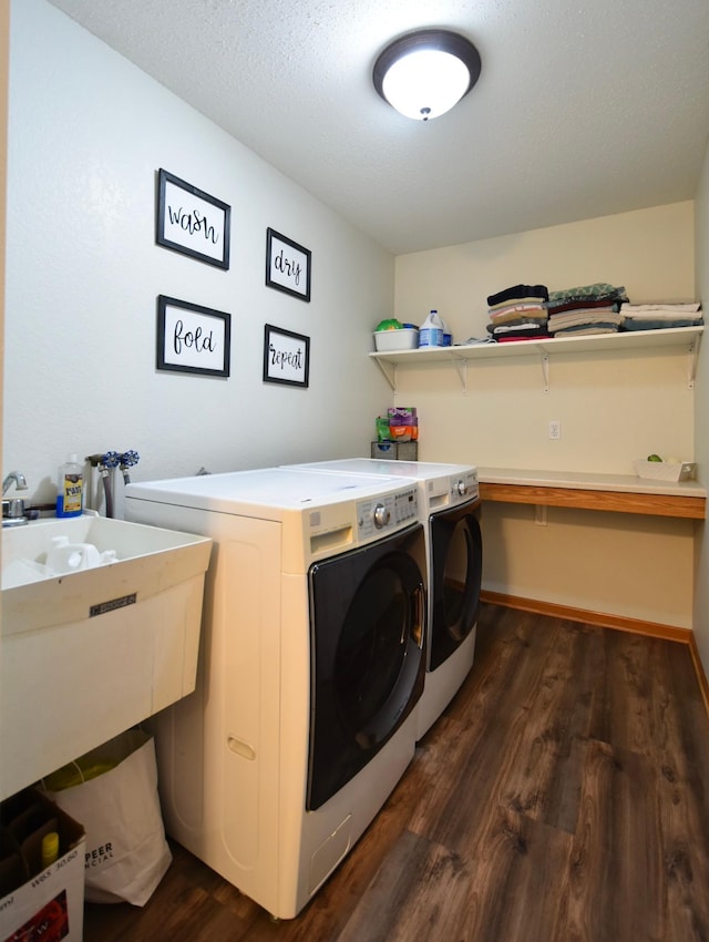 201 Ridge Dr, Kenyon, MN 55946 - laundry area featuring separate washer and dryer and dark wood-style floors