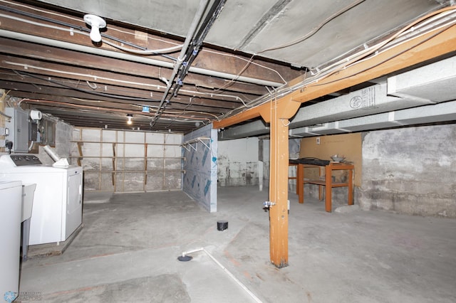 726 College St N, Fargo, ND 58102 - unfinished basement with separate washer and dryer and electric panel