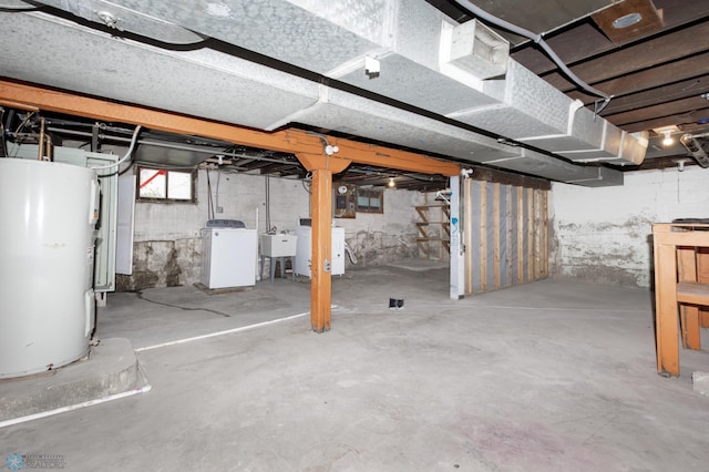 726 College St N, Fargo, ND 58102 - below grade area with electric water heater and a sink