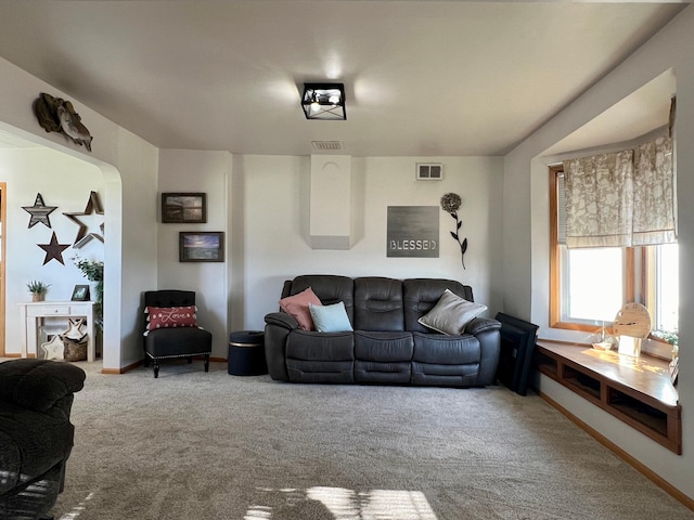 404 1st St S, Hoffman, MN 56339 - living room with carpet and arched walkways