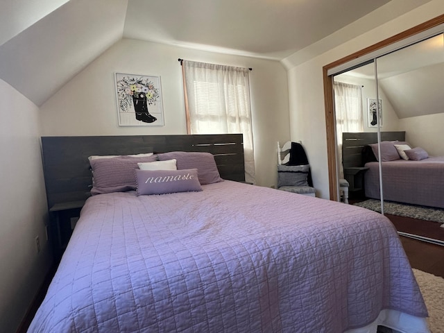404 1st St S, Hoffman, MN 56339 - bedroom with multiple windows, vaulted ceiling, and a closet