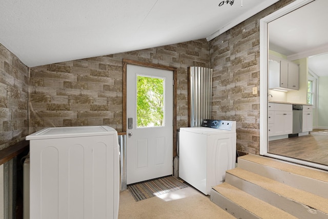 7149 92nd Ave SW, Lemond Twp, MN 56026 - laundry area featuring healthy amount of natural light, separate washer and dryer, and light carpet