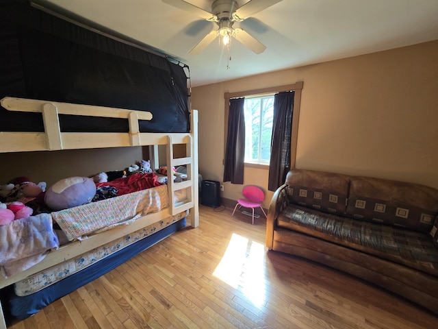 21824 County Highway 20, Lake Eunice Twp, MN 56501 - bedroom with wood finished floors and a ceiling fan