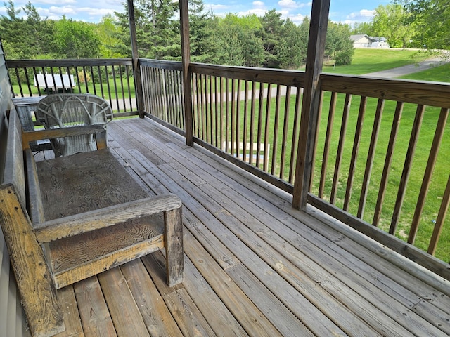 21824 County Highway 20, Lake Eunice Twp, MN 56501 - wooden deck featuring a lawn