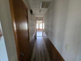 405 16th Ave NE, Waseca, MN 56093 - corridor with dark wood-style floors and attic access