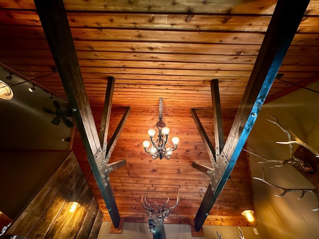 40580 Bow Trl, Nerstrand, MN 55053 - detailed view of a wooden ceiling with exposed beams