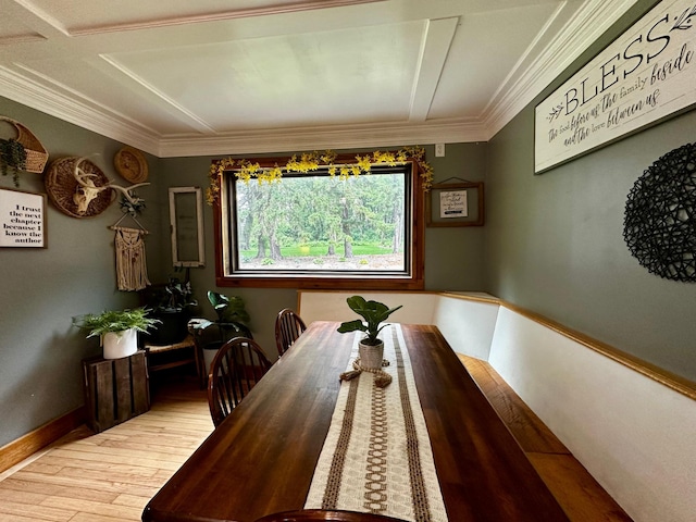 40580 Bow Trl, Nerstrand, MN 55053 - dining space featuring wood finished floors and crown molding