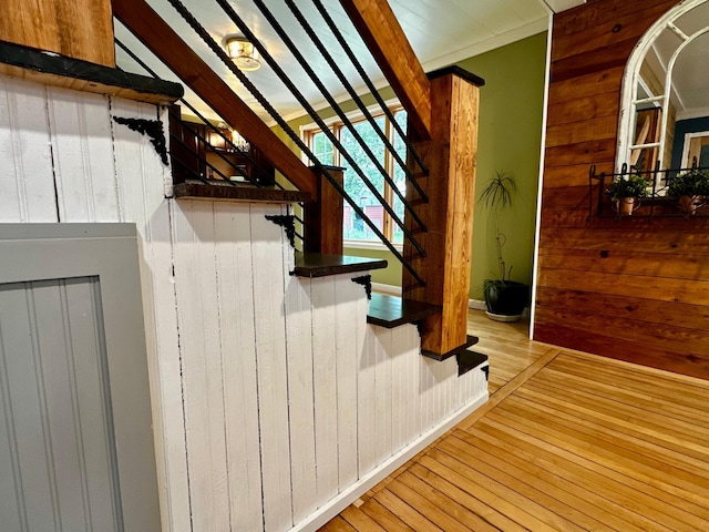 40580 Bow Trl, Nerstrand, MN 55053 - stairway with wood finished floors and wood walls