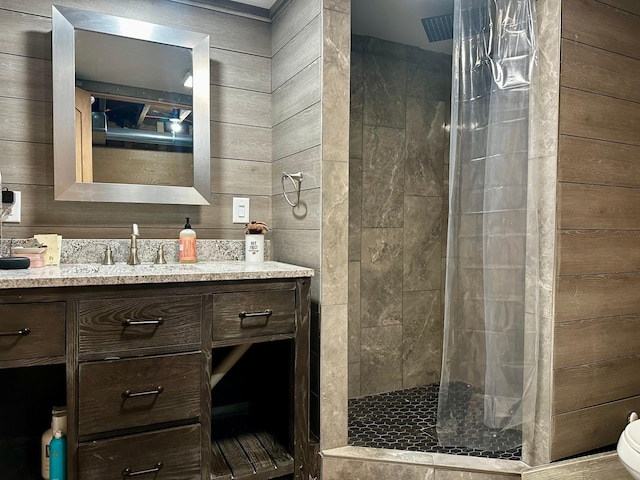 40580 Bow Trl, Nerstrand, MN 55053 - full bathroom featuring tiled shower and vanity