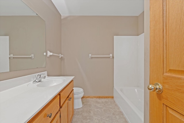 27285 Cambodia Ave, Castle Rock Twp, MN 55024 - full bath featuring vanity, toilet, baseboards, and shower / tub combination