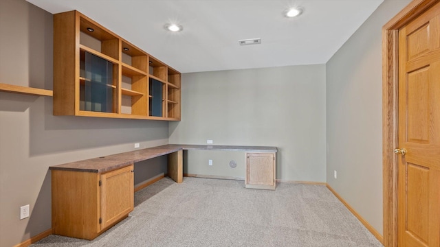 27285 Cambodia Ave, Castle Rock Twp, MN 55024 - unfurnished office featuring built in desk, light carpet, baseboards, and recessed lighting