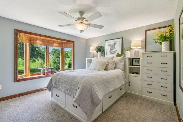 1405 Farm Rd, Chanhassen, MN 55318 - bedroom with light carpet, baseboards, and a ceiling fan