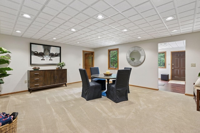 1405 Farm Rd, Chanhassen, MN 55318 - dining room with light carpet, baseboards, and recessed lighting