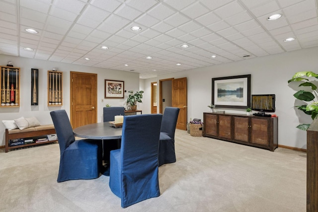 1405 Farm Rd, Chanhassen, MN 55318 - dining room with light carpet, baseboards, and recessed lighting