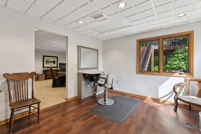 1405 Farm Rd, Chanhassen, MN 55318 - sitting room with dark wood-style floors, baseboards, and recessed lighting