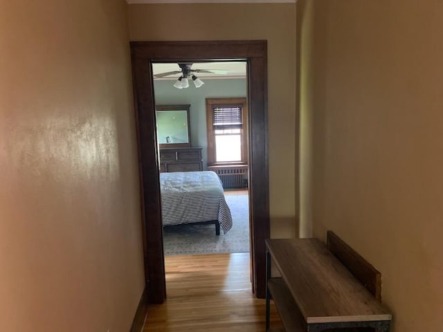 503 14th Ave SW, Rochester, MN 55902 - hall featuring radiator, wood finished floors, and baseboards
