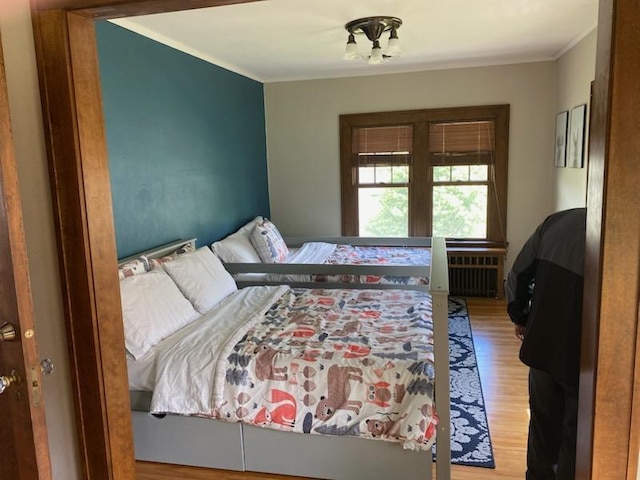 503 14th Ave SW, Rochester, MN 55902 - bedroom with ornamental molding, light wood-type flooring, and radiator