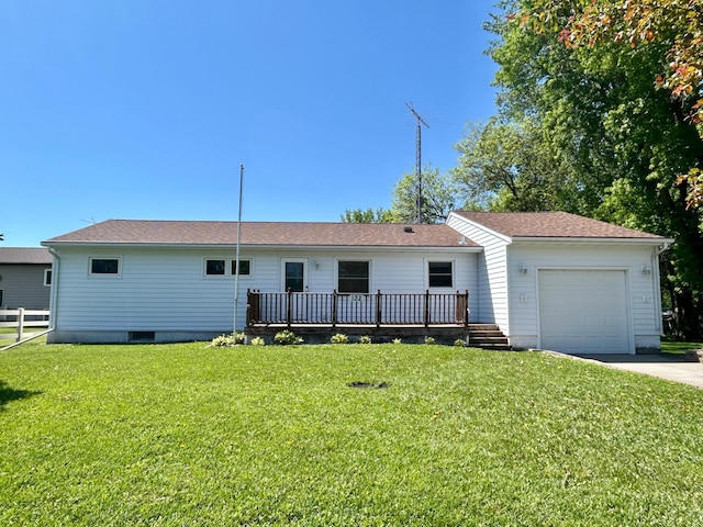 132 Henderson Rd, Arlington, MN 55307 - view of front of house with an attached garage, concrete driveway, and a wooden deck
