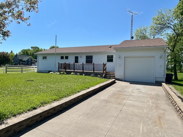 132 Henderson Rd, Arlington, MN 55307 - ranch-style home featuring an attached garage, driveway, and a deck
