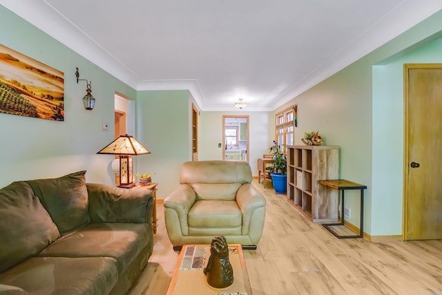 4845 15th Ave S, Minneapolis, MN 55417 - living area featuring light wood-style floors, ornamental molding, and baseboards