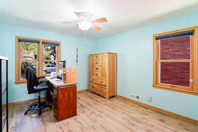 4845 15th Ave S, Minneapolis, MN 55417 - office space featuring wood finished floors, ceiling fan, and baseboards