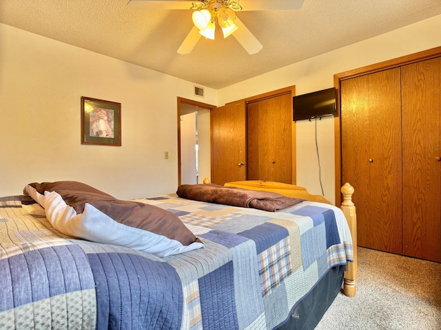 1815 Lakewood Ave, Albert Lea, MN 56007 - bedroom featuring carpet floors, multiple closets, and a ceiling fan