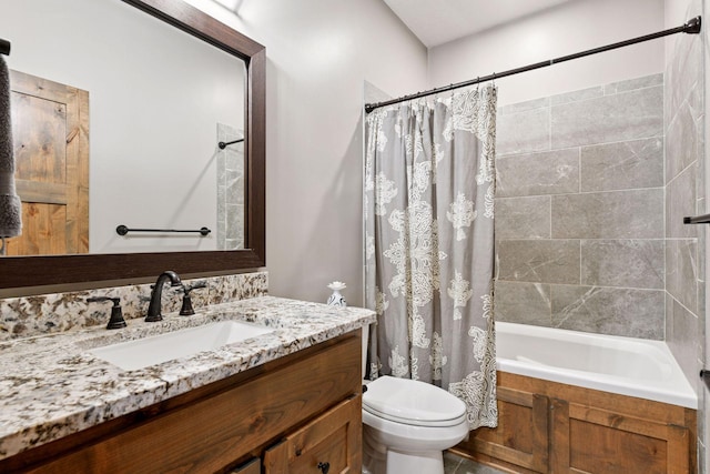 525 Roanoke Ct, Waconia, MN 55387 - bathroom featuring shower / bath combination with curtain, toilet, and vanity