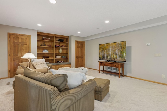 18172 Tamarack Dr, Minnetonka, MN 55345 - living room featuring baseboards, light colored carpet, and recessed lighting