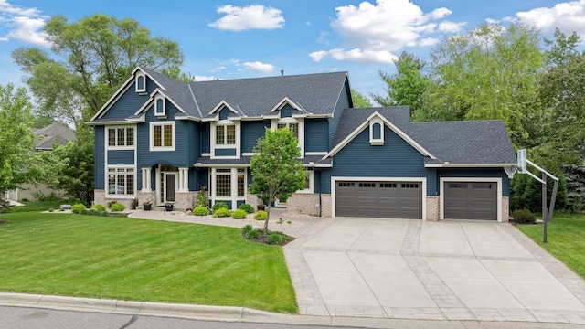 18172 Tamarack Dr, Minnetonka, MN 55345 - craftsman inspired home featuring an attached garage, driveway, and a front lawn