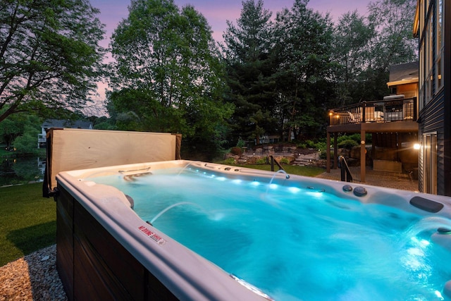 18172 Tamarack Dr, Minnetonka, MN 55345 - view of swimming pool featuring a hot tub and a wooden deck