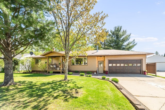 721 Maple Dr, Aurora, MN 55705 - single story home with an attached garage, concrete driveway, and a front lawn