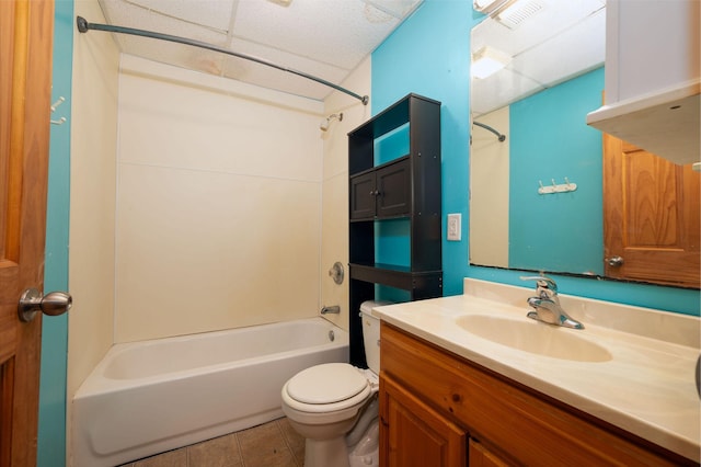 614 S Shore Dr S, Windom, MN 56101 - bathroom featuring bathing tub / shower combination, vanity, toilet, and tile patterned floors
