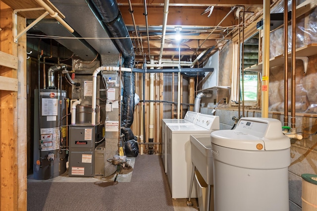 17915 17th Ave N, Plymouth, MN 55447 - below grade area with a water softener, separate washer and dryer, water heater, and heating unit