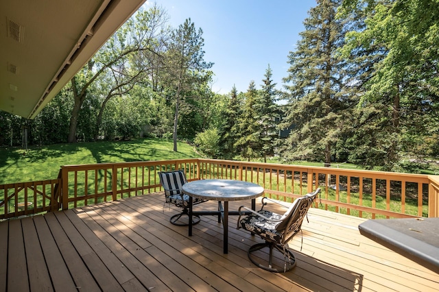 17915 17th Ave N, Plymouth, MN 55447 - deck featuring a lawn and view of scattered trees