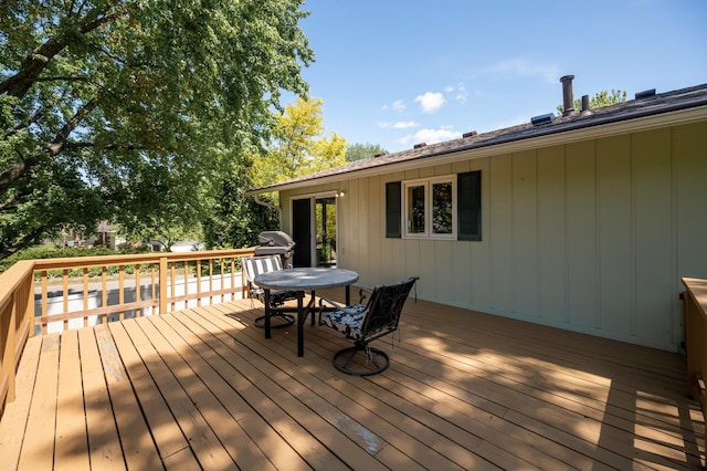 17915 17th Ave N, Plymouth, MN 55447 - wooden deck featuring area for grilling and outdoor dining space