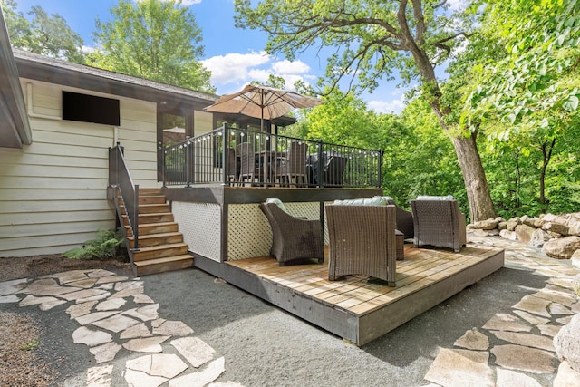 8150 Wildwood Rd, Laketown Twp, MN 55387 - view of patio / terrace featuring a deck and stairway