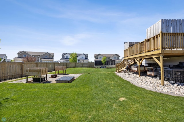 1095 Parkway Ln, West Fargo, ND 58078 - view of yard with a deck, a residential view, and stairs