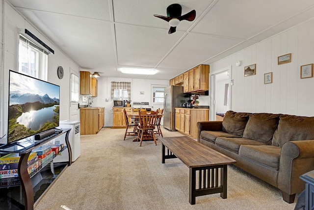 10777 70th St, Clear Lake, MN 55319 - living room with ceiling fan and light colored carpet