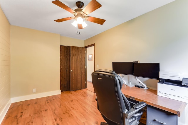 10432 102nd Pl, Maple Grove, MN 55369 - home office featuring light wood-style floors, ceiling fan, and baseboards
