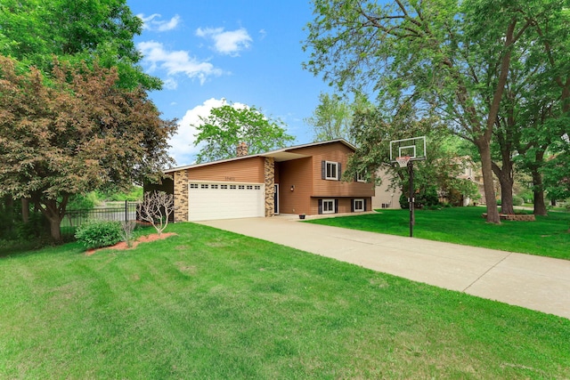 10432 102nd Pl, Maple Grove, MN 55369 - view of front of house featuring a chimney, an attached garage, driveway, and stone siding