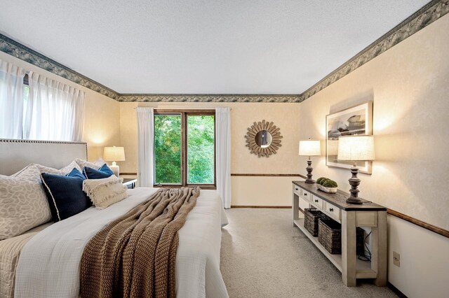 451 Reflection Rd, Apple Valley, MN 55124 - bedroom with carpet floors, wallpapered walls, and a textured ceiling