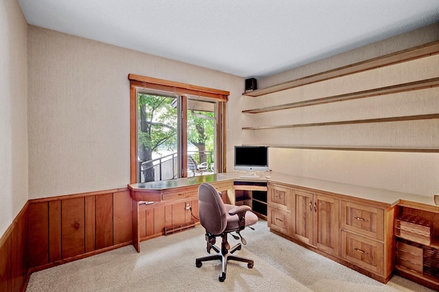 451 Reflection Rd, Apple Valley, MN 55124 - home office featuring light colored carpet, wainscoting, and wood walls