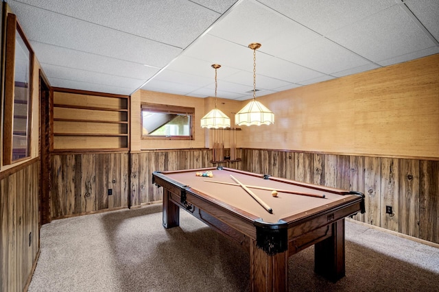 451 Reflection Rd, Apple Valley, MN 55124 - game room featuring wood walls, pool table, and carpet floors