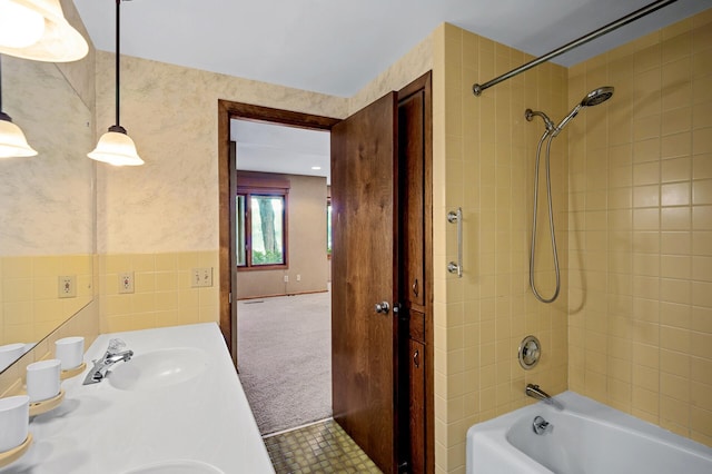 451 Reflection Rd, Apple Valley, MN 55124 - full bath with tile walls,  shower combination, and double vanity