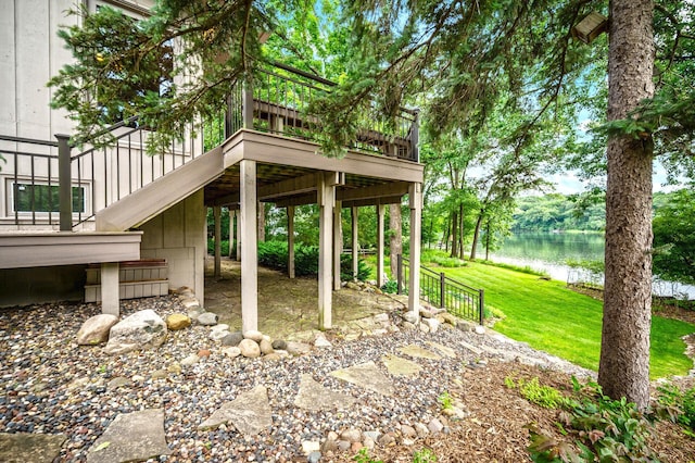 451 Reflection Rd, Apple Valley, MN 55124 - view of patio featuring a deck with water view and stairs