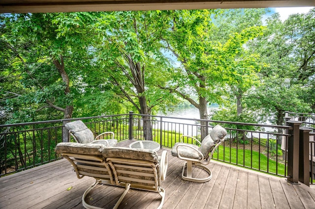 451 Reflection Rd, Apple Valley, MN 55124 - wooden terrace with a water view