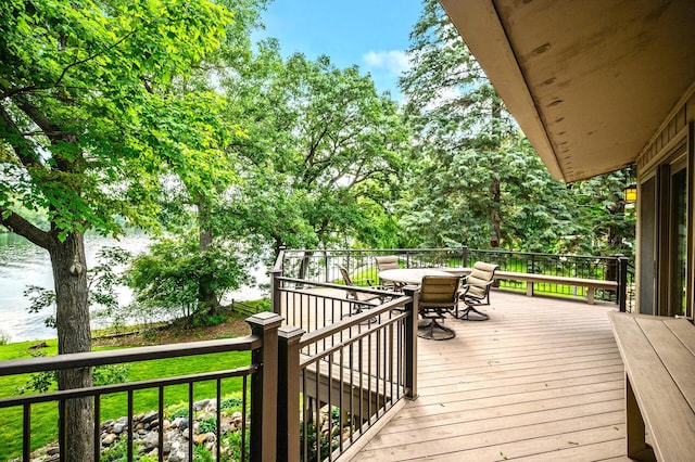 451 Reflection Rd, Apple Valley, MN 55124 - wooden deck featuring outdoor dining space