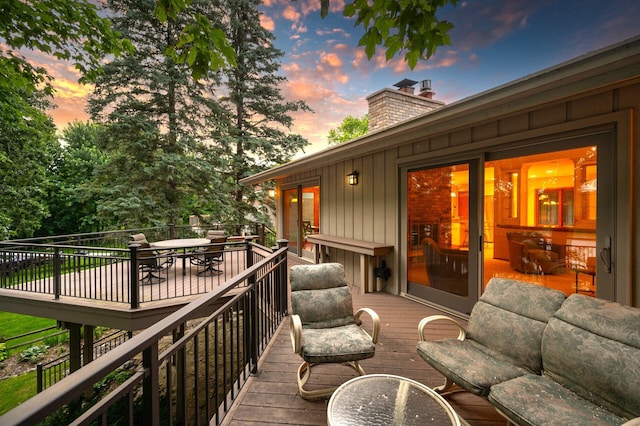 451 Reflection Rd, Apple Valley, MN 55124 - deck at dusk with outdoor dining space