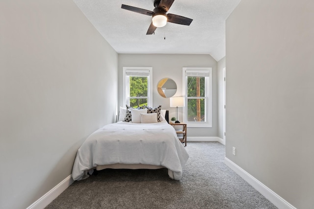 406 Mulberry St W, Stillwater, MN 55082 - carpeted bedroom with baseboards, a ceiling fan, and a textured ceiling